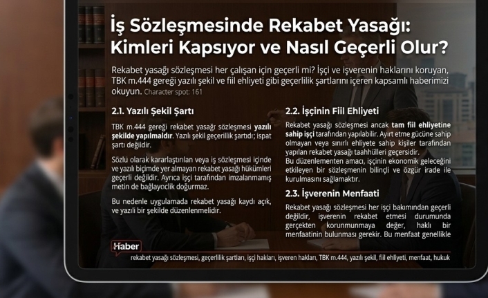 İş Hukukunda Rekabet Yasağı Sözleşmesi Geçerlilik Şartları Nelerdir?